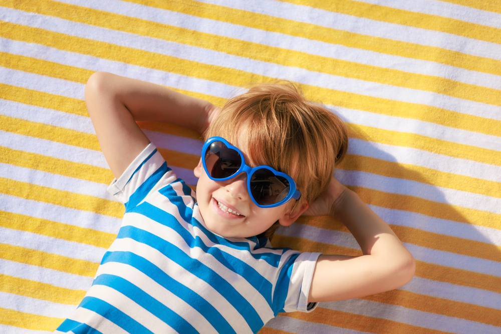 Child wearing sunglasses